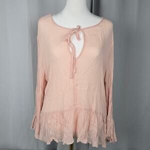 Bell Sleeve Y2K Fairycore Blush  Pink  Whimsical ‎ Top  L DKNY